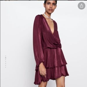 ❌❌ SOLD ❌❌ Zara Ruffled Satin Effect Dress